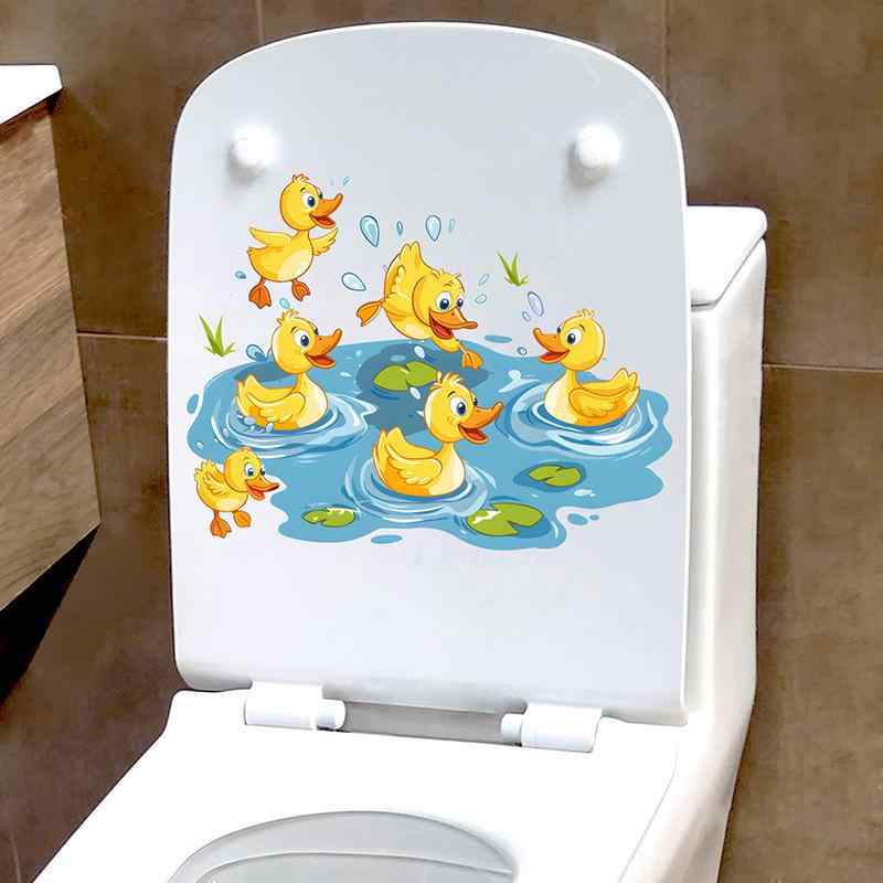 トイレデコレーションシール かわいいアヒル柄 水遊びデザイン 防水 PVC素材 水回り 空間美化 模様替え 雰囲気作り 簡単貼り付け 剥が..