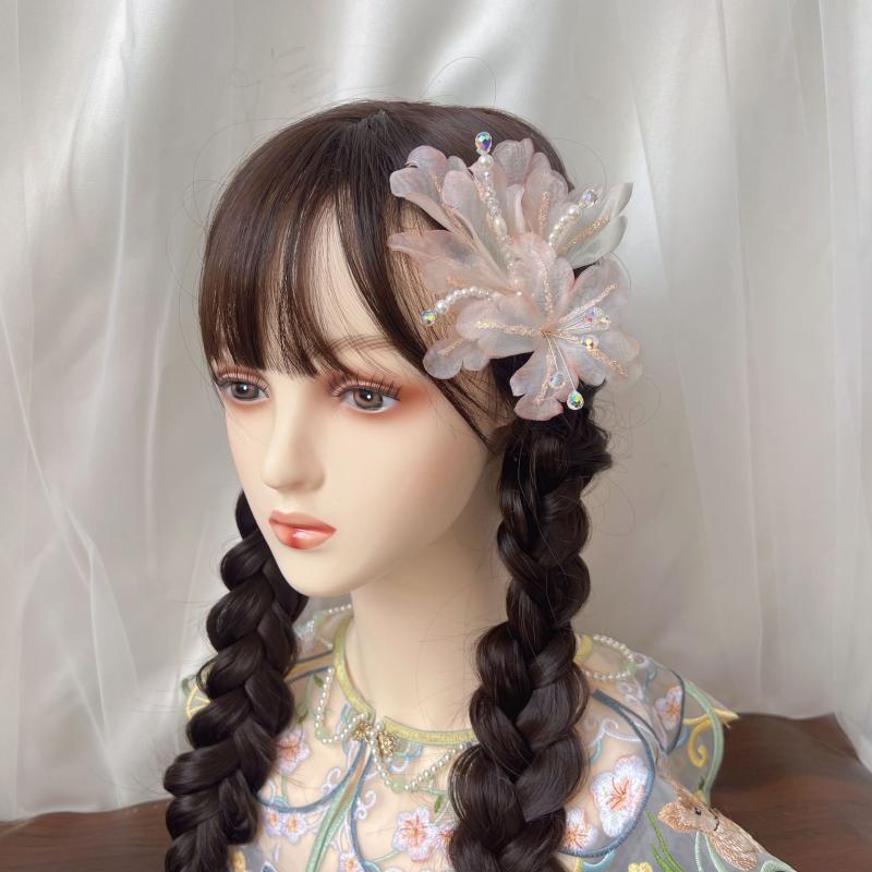 Accessories Supplies - ヘアアクセサリー レディース 中国風 古典的 和風 レトロ 髪飾り ヘアクリップ バレッタ さわやか ナチュラル かわいい 高級感 プリンセス風 手作り ペアクリップ(x2)