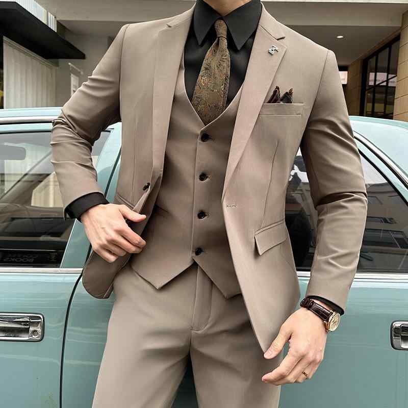 オールシーズン スリムフィット 細身 スーツ メンズ スリーピース 3点セット 結婚式 礼服 フォーマル ビジネス オフィス 通勤 披露宴 二次会 成人式 卒業式 パーティー 英国風 ブリティッシュスタイル