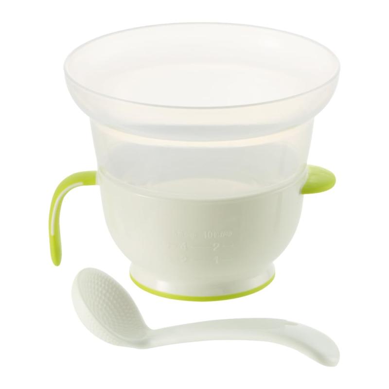 リッチェル(Richell) 電子レンジ用おかゆクッカーR ホワイト 310mL 離乳食 お粥 調理 時短 カップ ポリプロピレン 120163