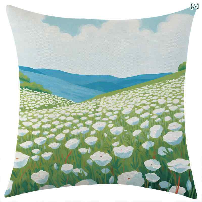 ・カテゴリ: 抱枕・素材: 麻・サイズ: 45×45cm・柄: 風景・仕様: 枕カバー