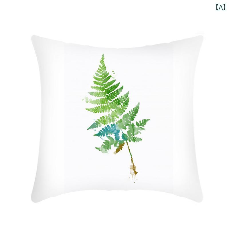 クッションカバー 北欧 おしゃれ 観葉植物 ボタニカル柄 45×45cm グリーン ソファ 背当て インテリア 起毛生地