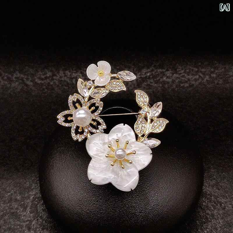 ブローチ レディース キュービックジルコニア パール 桜モチーフ サクラ 花 華やか...
