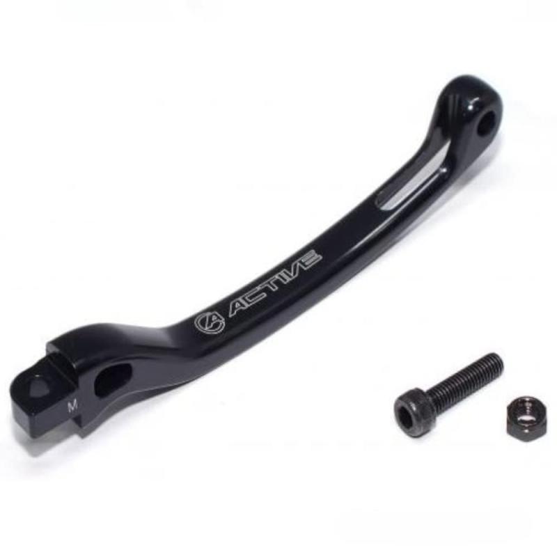 ACTIVE (アクティブ) STFブレーキレバー ブラック REBEL250/500 12010105適合車種：REBEL250/500 17-23全日本ロードレース選手権(主にST600クラス)でのシェア約80％を誇るアクティブ「RS(レーシングスペック)ビレットレバー」のウハウを生かした設計で、ストリートでの必要十分な機能に特化した可倒式レバーです精度の高い切削で組み付け後のガタがなく、レバーを真っ直ぐに引くことができるため、指先の力が正確に伝わりライディングに集中できます手の大きさや夏冬のグローブ厚の違いに対応できる細やかなレバー位置調整機能ブレーキ/油圧式クラッチ・・・1クリックで1.75mm(250ccの場合22段階)