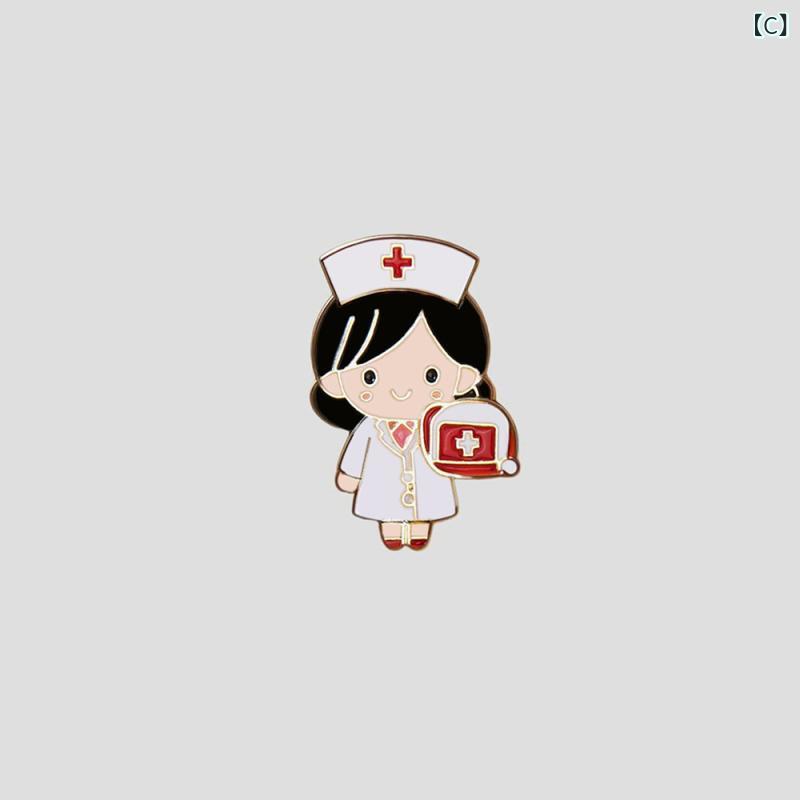 セキュアデポのブローチ 男女兼用 医療 天使 聴診器 救急箱 心電図 亜鉛合金 電気メッキ加工 かわいい キャラクター 医者 看護師 アクセサリー バッジ 防犯 飾り｜アングル3