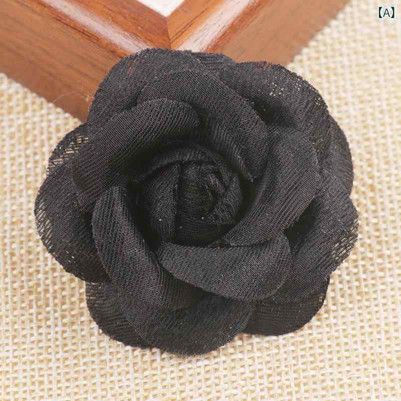 ブローチ レディース コサージュ フラワーモチーフ レース 山茶花 ハンドメイド ヘアアクセサリー ヘアクリップ ドレス 装飾 5.5cm レトロ フォーマル 結婚式 二次会
