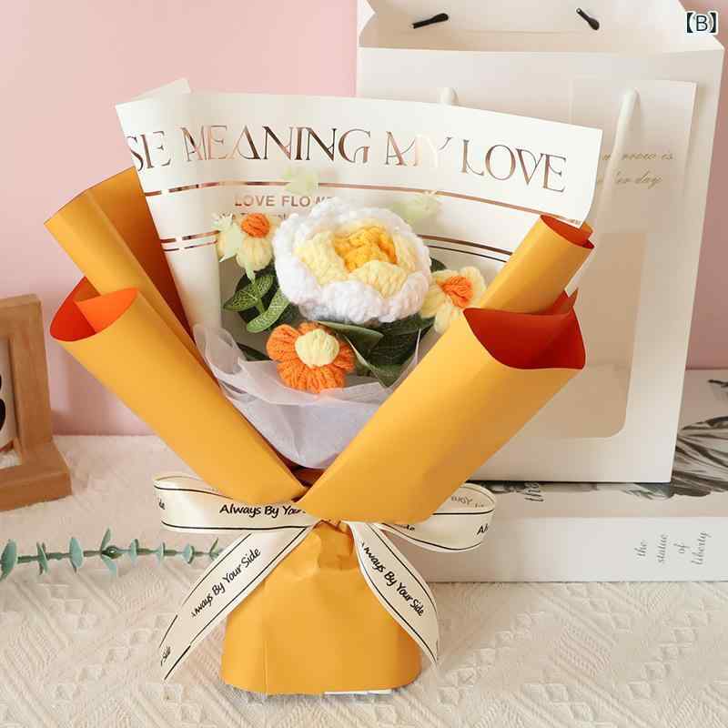 造花 毛糸 花束 ハンドメイド バラ 向日葵 ひまわり 手編み 枯れない花 プリザーブ...