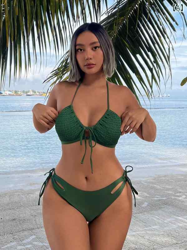 ・性別: 女性・年齢層: 成人・柄: セクシー、欧米風・主な素材: ポリエステル・素材: ポリエステル95%、スパンデックス5%・重量: 180g・裏地: ポリエステル+スパンデックス・適用シーン: スイミング、水辺スポーツ・カラー展開: グリーン・サイズ展開: S、M、L、XL・袖丈: ノースリーブ・スタイル: トライアングル