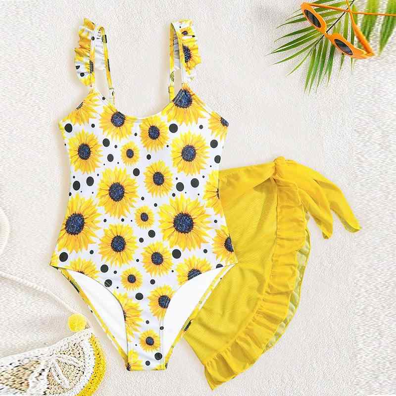 水着 キッズ 女の子 セパレート 2点セット スイムウェア 花柄 フリルスカート付き ジュニア プール 海