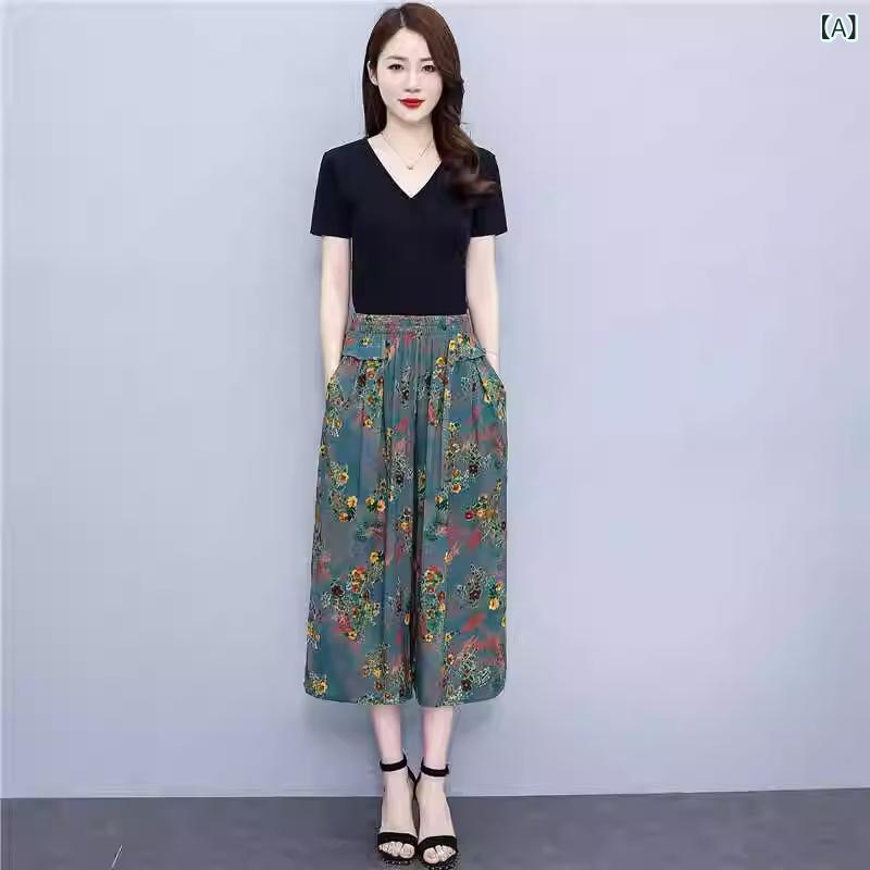 パンツ レディース ハイウエスト ワイドパンツ スカーチョ ガウチョパンツ 接触冷感 薄手 軽量 ストレッチ ウエストゴム ポケット付き ミセス シニア 部屋着 カジュアル 通勤 九分丈 secure-depo-11395236 セキュアデポ パッケージ画像