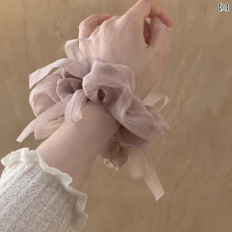 シュシュ レディース ヘアアクセサリー 大ぶり オーガンジー シフォン 髪飾り 髪留...