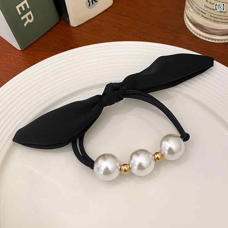 ヘアゴム レディース 髪留め 髪飾り パール 蝶結び リボン 高弾力 丈夫 ヘアアクセサリー まとめ髪 痛くない ポニーテール 大人かわいい