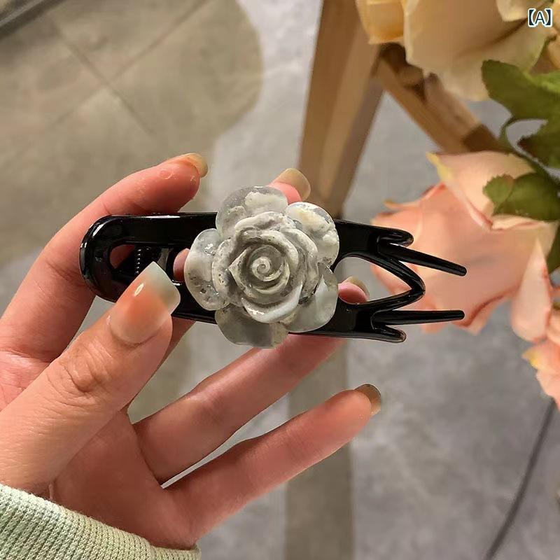 バンスクリップ レディース ヘアクリップ ヘアアクセサリー 髪留め 髪飾り 山茶花...