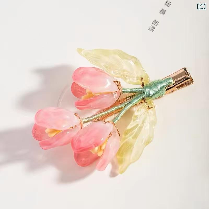 ヘアアクセサリー レディース ヘアピン 金魚 ガラス 伝統的 かわいい グラデーショ...