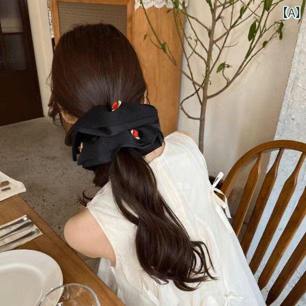 シュシュ レディース ヘアゴム ヘアアクセサリー オーガンジー チュール 薔薇 桜色...