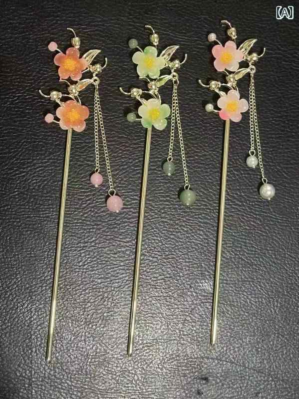 ヘアアクセサリー レディース かんざし 髪飾り 一本差し 歩揺 揺れる タッセル フ...