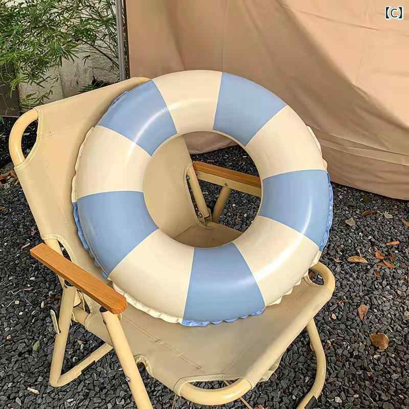 浮き輪 大人用 子供用 ビーチグッズ 浮輪 レトロ ストライプ柄 太め バルブ 丈夫 ...