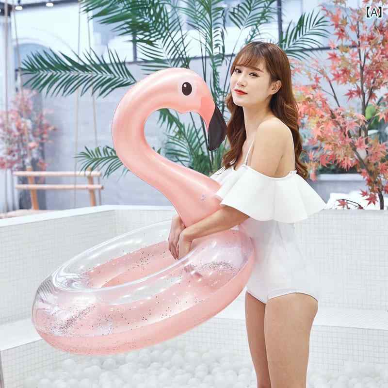 浮き輪 大人用 フラミンゴ グリッター ラメ入り キラキラ 大きい 90cm 120cm スイ...