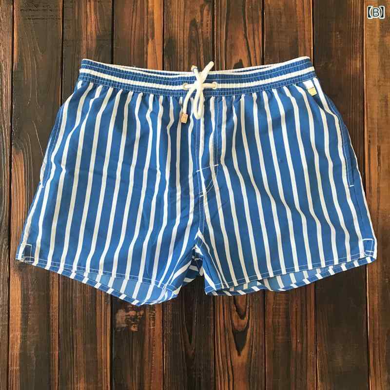 セキュアデポのハーフパンツ メンズ 速乾 水陸両用 インナー付き 縞模様 海水パンツ サーフパンツ スイムウェア ビーチパンツ ボードショーツ ビーチ 旅行 温泉 プール レジャー カジュアル 快適 穿き心地 紐付き ウエストゴム｜アングル2