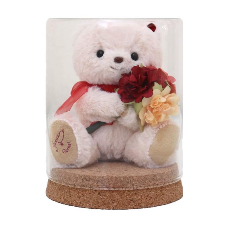 【プティルウ】フラワー グラス ギフト tete (12cm 4S サイズ)色とりどりのお花のミニブーケ（造花）を 両手に抱えたteteベアが、ガラスドームに 入っています。お誕生日や、母の日、クリ スマスなど「可愛い」が好きな方へのギフ トにおすすめですサイズ：【ベア】H10cm×W8cm×D6cm商品の特性上個体差がございます。【コルクグラス】H12cm×W9.5cm素材：【コルクグラス】コルク蓋、ガラス 【ベア】綿・わた・プラスチック・マグネット・クタル 【ミニブーケ】紙、ワイヤー備考：【teteベア】 ・右足裏：「誕生月」＆「誕生石名」プリント入り。 ・耳に誕生石カラーのクタル付き。 ・ミニブーケを両手に抱えています。プティルウは1969年、「大人に夢」を理念に生き物をモチーフに、ファッション素材の布を使いキュートでユーモアを持った手作りの縫いぐるみを創作することから始まりました。オリジナリティあふれる製品を通じて、人のやさしい気持ちをよみがえらせ、愛が生まれるお手伝いをしています。