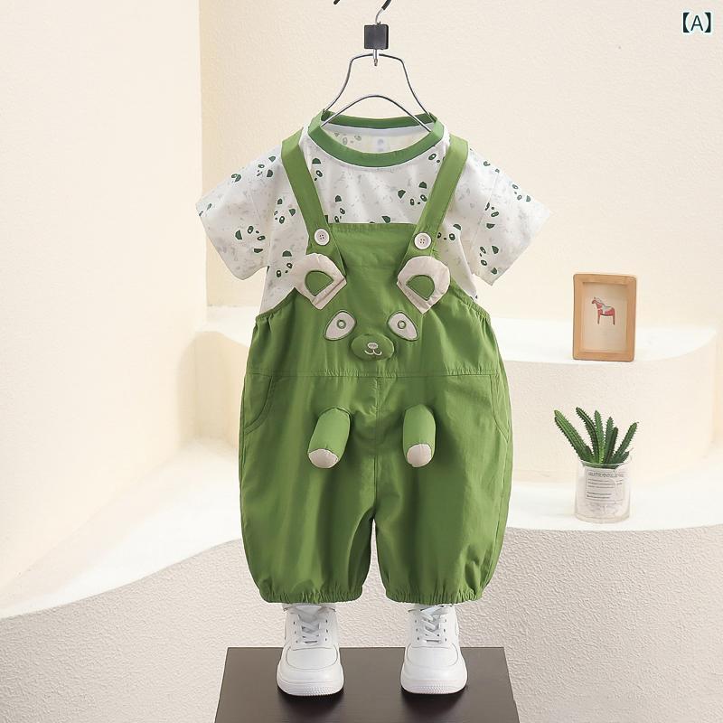 セットアップ キッズ 男の子 サロペット 半袖 Tシャツ 2点セット 7分丈 薄手…