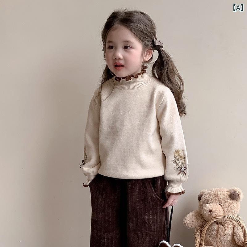 ・カテゴリ: 子供ニット・スタイル: 韓国風・対象: 女児・主な素材: アクリル50%・袖丈: 長袖・タイプ: プルオーバー・柄: 花柄・ネックライン: クルーネック・カラー展開: 杏色・サイズ展開: 90cm,100cm,110cm,120cm,130cm,140cm