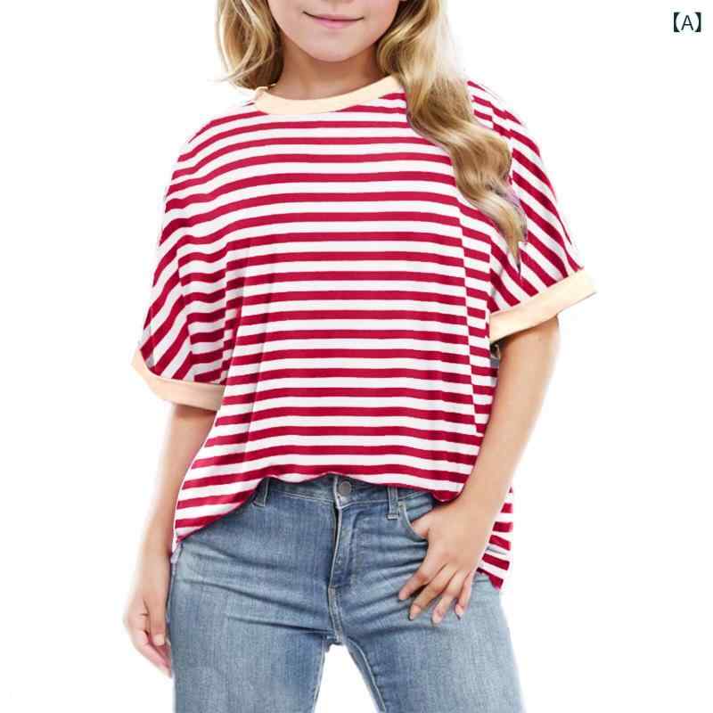 ・カテゴリ: キッズTシャツ・スタイル: レジャー・性別: 女児・袖丈: 半袖・ネックライン: クルーネック・柄: ストライプ・主な素材: 再生繊維、ポリエステル90%・機能: 吸湿速乾・サイズ展開: 100cm、110cm、120cm、130cm、140cm、150cm、160cm・安全基準: Aクラス・要素: スポーツ、カートゥーン、可愛い