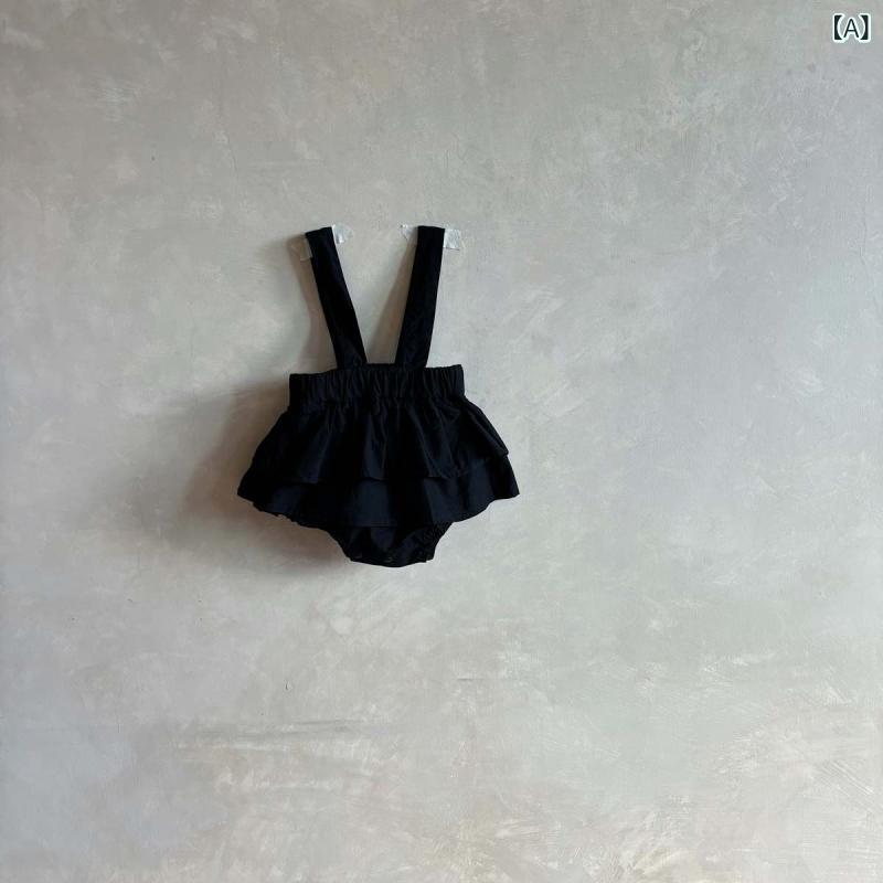 ・カテゴリ: 连身衣、爬服・素材: 背带裤：棉、ニット：42%腈纶 28%锦纶 30%聚醋・スタイル: ・袖丈: 長袖・カラー展開: 黒色背带裤、ニットフレアスリーブトップス・サイズ展開: 73cm、80cm、90cm、100cm
