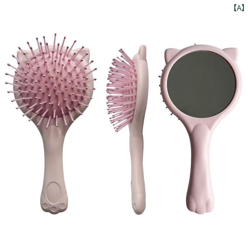 ・カテゴリ: 工芸櫛、マッサージブラシ、ヘアブラシ、エアクッションブラシ、旅行用櫛、実用品櫛・主な素材: プラスチック・カラー展開: ピンクキャットミラーコーム、イエローキャットミラーコーム、ブルーキャットミラーコーム・サイズ: 15-20cm・対象: 一般向け