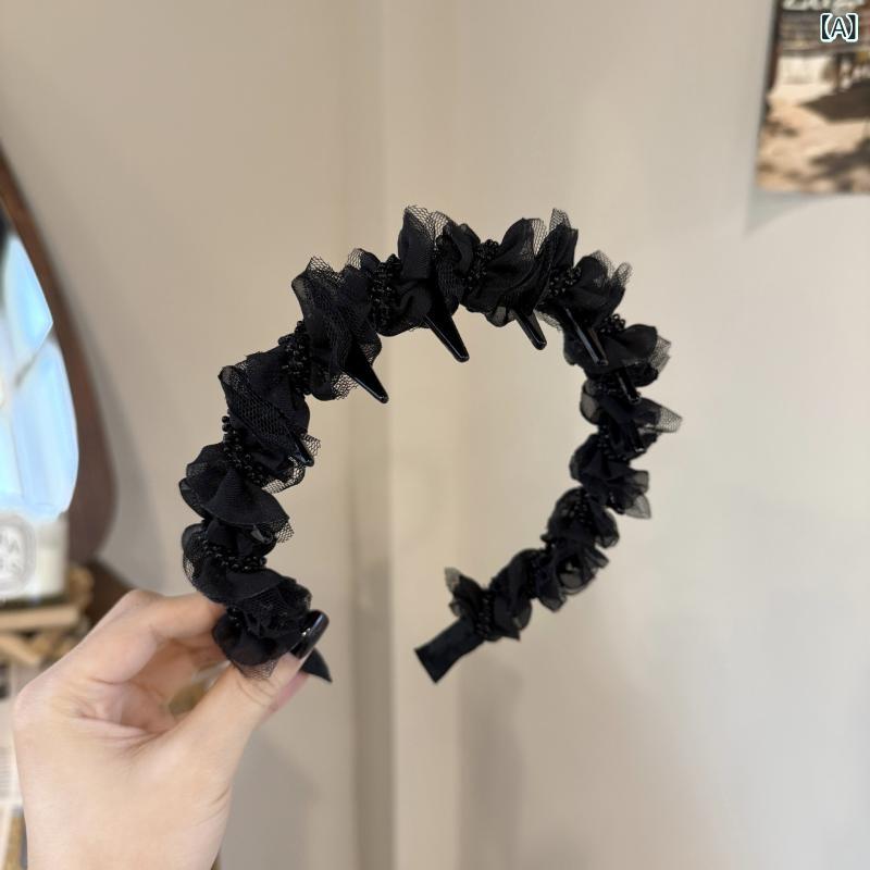 ・カテゴリ: ヘアバンド・カラー展開: ブラック、オフホワイト・スタイル: コンサバ、フェミニン・対象: レディース