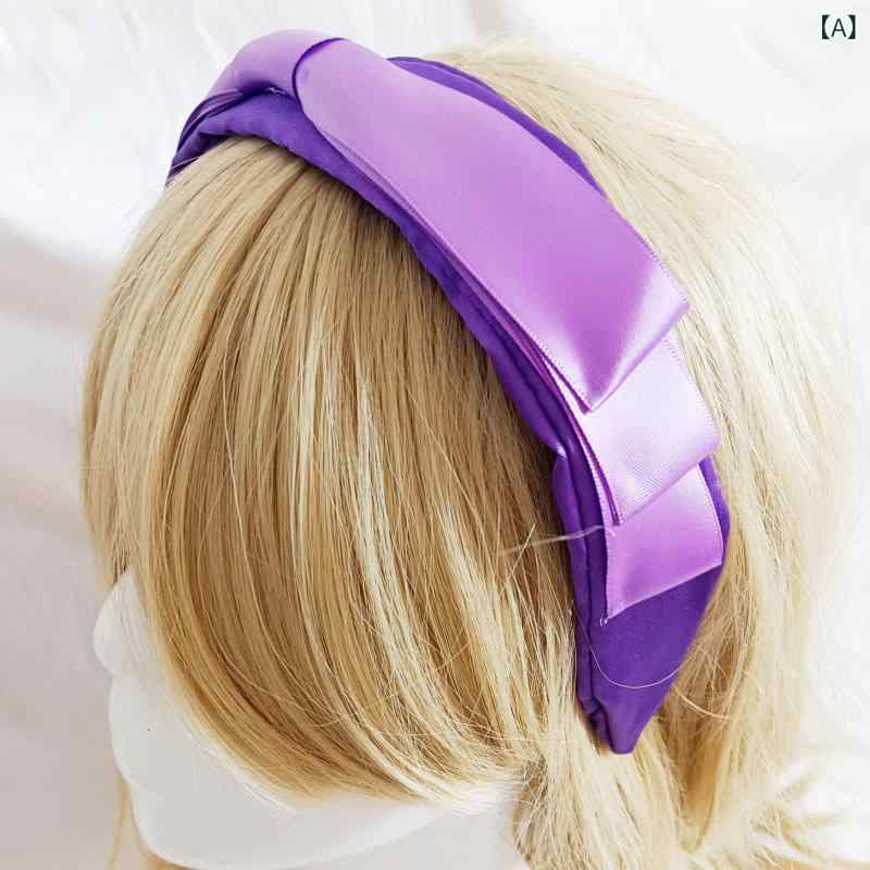 カチューシャ レディース サテン リボン ボリューム 厚み 太め 太幅 ヘアバンド ヘアアクセサリー 髪飾り 上品 エレガント 韓国風 レトロ ブラウン ブラック ブラウン ブラック ブラウン ベージュ ブラウン パープル ピンク