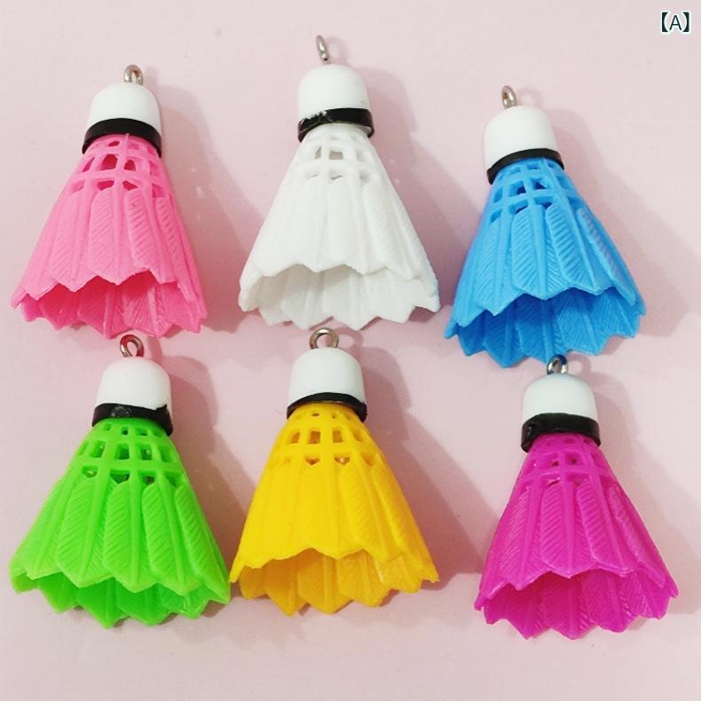キーホルダー ミニ羽毛球 ミニバドミントン チャーム アクセサリーパーツ DIY ハンドメイド 素材 イヤリング ピアス ペンダント プラスチック 1個 鍵 バッグチャーム かわいい カラフル secure-depo-11445990 セキュアデポ パッケージ画像