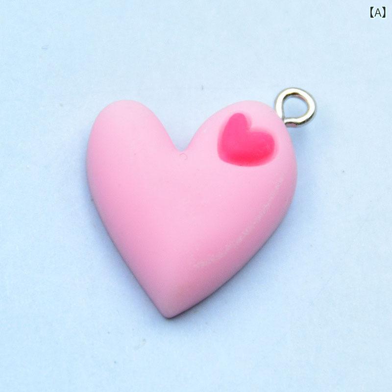 アクセサリーパーツ ハンドメイド チャーム 樹脂製 2色 ハート 10個セット キーホルダー カラフル ジュエリー デコ 手芸