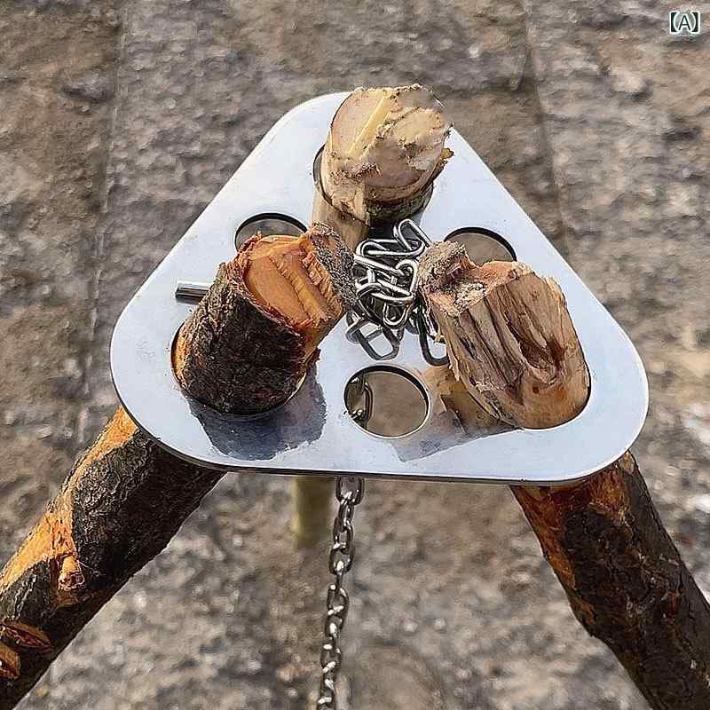 アウトドア用品 キャンプ 三脚スタンド 吊り下げ 鍋 篝火 ステンレス 軽量 ポータブル 頑丈 ピクニック バーベキュー