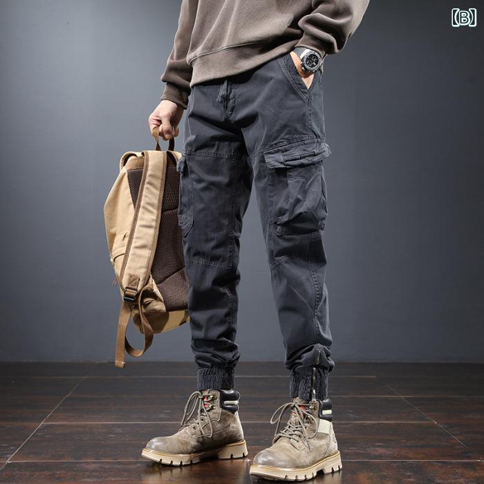 セキュアデポのカーゴパンツ メンズ 秋冬 ミリタリー 多機能 ポケット テーパードパンツ カジュアル 綿 ロングパンツ 耐摩耗 ワークパンツ 裾リブ 無地｜アングル2