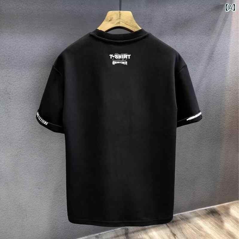 Tシャツ メンズ 半袖 カットソー 丸首 レトロ 英字 プリント ゆったり 薄手 防臭 抗菌 カジュアル トップス スポーツ ブラック ベージュ