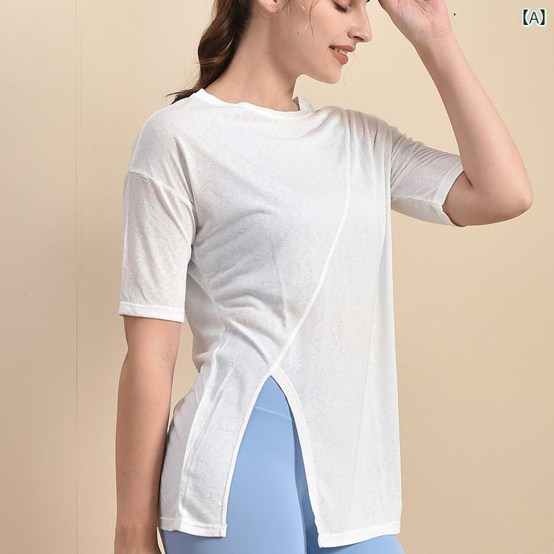 Tシャツ レディース 半袖 ヨガウェア トップス スポーツウェア 吸汗速乾 伸縮性 ス...