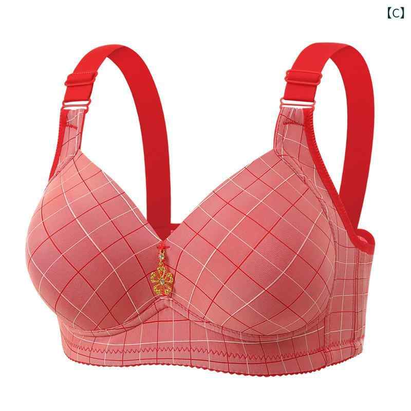 ブラジャー レディース 育乳 脇高 補正下着 フルカップ ノンワイヤー 通気性 吸汗 綿 大きいサイズ 薄手 すっきり 垂れ防止 背中すっきり レッド secure-depo-11463591 セキュアデポ サンプル画像3