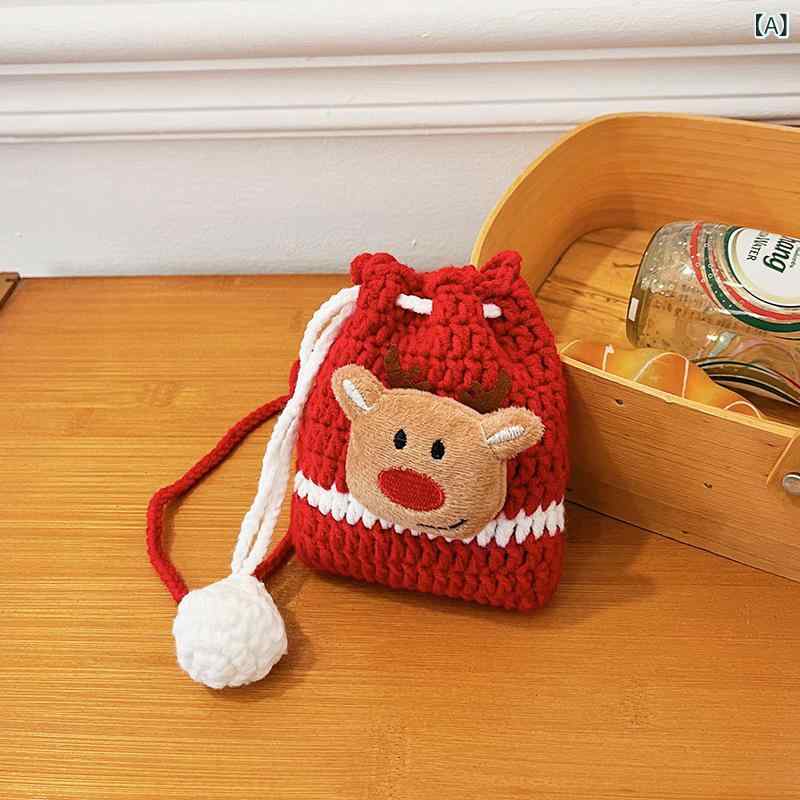 ショルダーバッグ キッズ 子供 ミニバッグ ポシェット トナカイ 飾り 編み物 毛線 ...