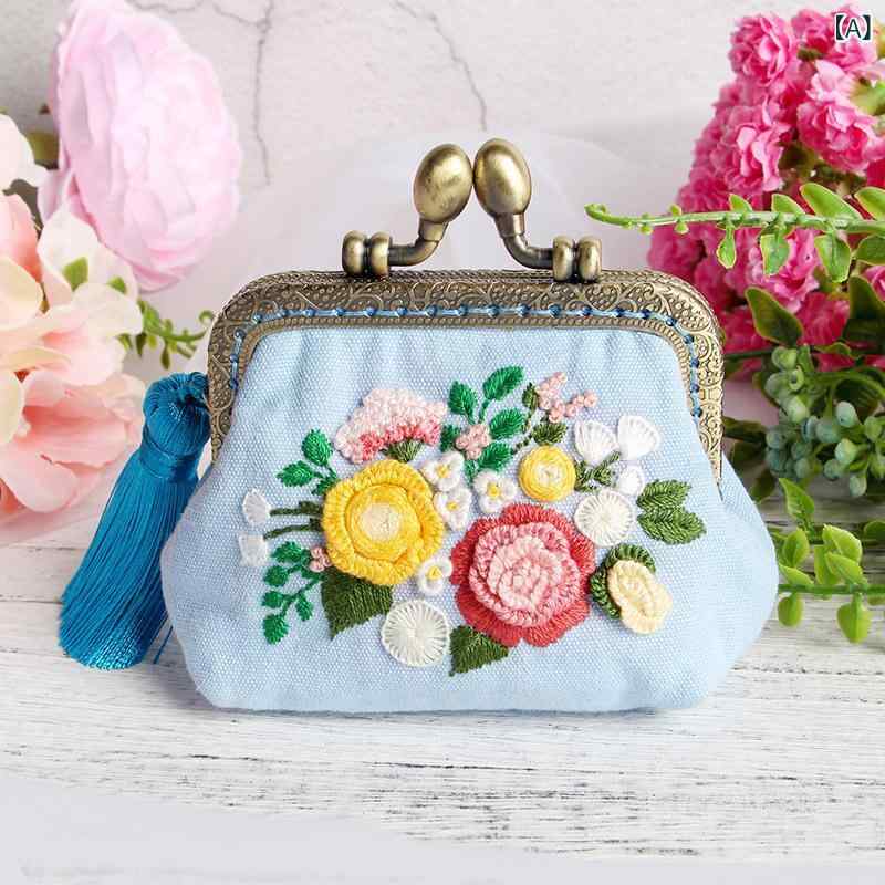 財布 レディース がま口 手作りキット 刺繍 DIY 刺しゅう 材料セット 初心者 花柄 裁縫 ボタニカル 手芸 ハンドクラフト ハンドメイド