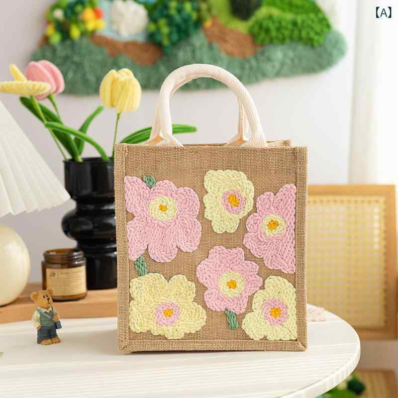 ・柄: 植物、花・セット内容: リネンバッグ手芸キット（ニードル有無選択可）・カテゴリ: 刺繍キット、ファブリック刺繍