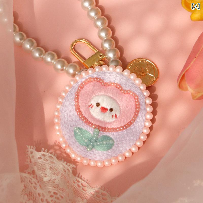 刺繍キット 手芸キット DIY 初心者 簡単 手作り 立体ビーズ刺繍 かわいい キャラクター キーホルダー バッグチャーム プレゼント リネン生地