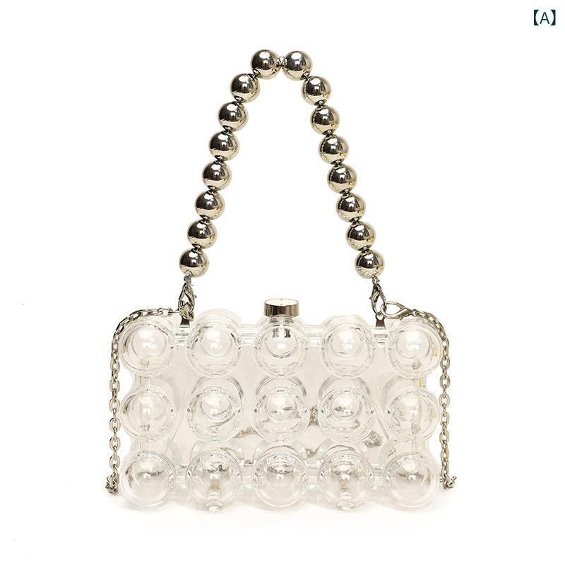 ショルダーバッグ レディース アクリル クリア 2way ミニ 手提げ 斜めがけ 軽量 自立 磁石開閉 披露宴 二次会 パーティー 普段使い スクエア型