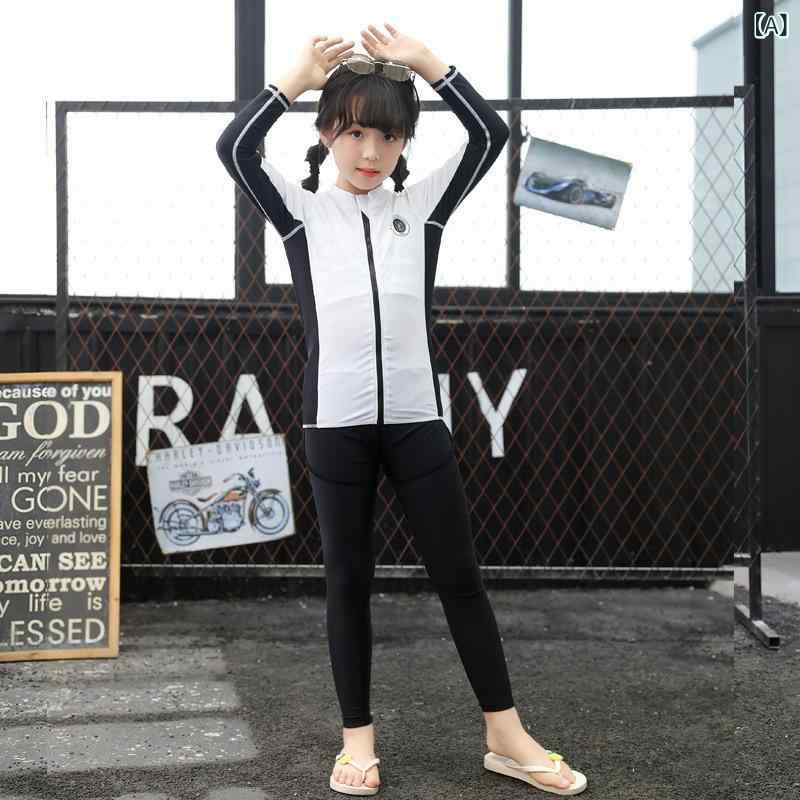 ・機能: 防水・対象性別: 男女共用・対象年齢: キッズ・カラー展開: ホワイト（女の子用3点セット：トップス・ロングパンツ・ボクサーパンツ）、ホワイト（男の子用3点セット：トップス・ロングパンツ・ビーチパンツ）、ブラック（女の子用3点セット：トップス・ロングパンツ・ボクサーパンツ）、ブラック（男の子用3点セット：トップス・ロングパンツ・ビーチパンツ）・サイズ展開: M、L、XL、2XL、3XL・対応スポーツ: ダイビング