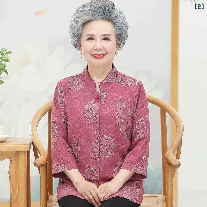 カジュアルスーツ レディース シニア ハイミセス 春夏 薄手 開襟シャツ 長袖 ロングパンツ 2点セット セットアップ ゆったり 体型カバー 涼しい 祖母 母 贈り物 母親 婦人服 普段着 通気性 快適 secure-depo-11492464 セキュアデポ サンプル画像2