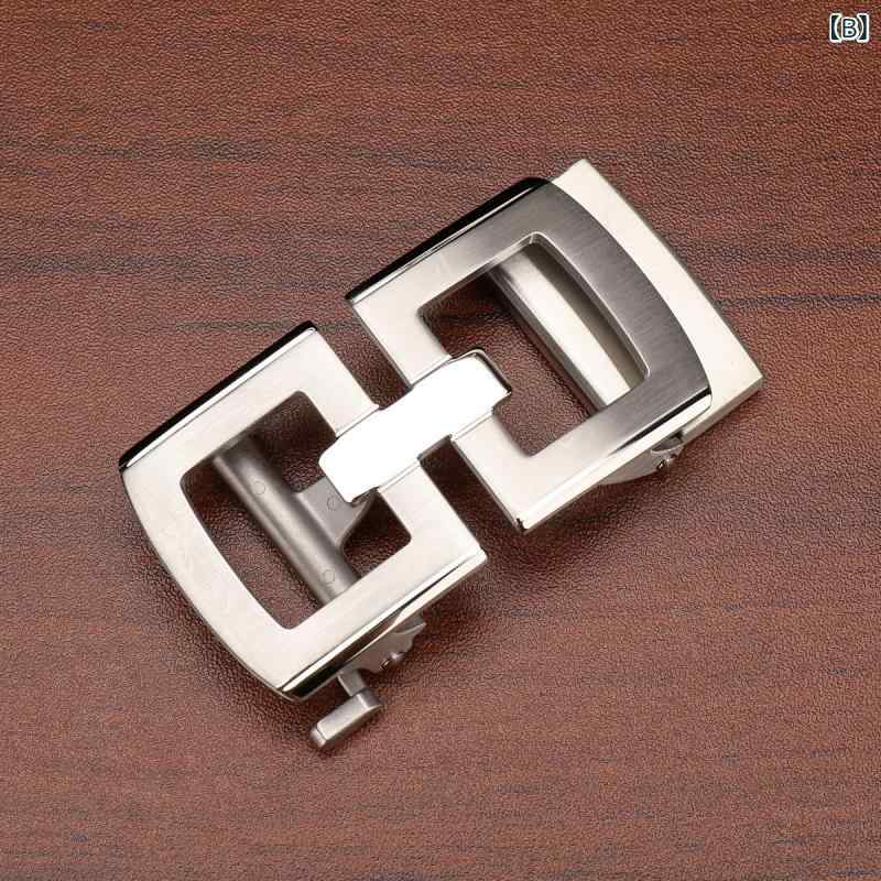 ベルトバックル メンズ 3.5cm幅ベルト用 ステンレス 穴なし オートロック 8文字ロ...
