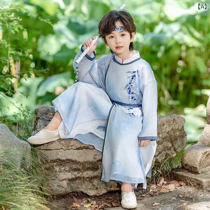 唐装 男の子 キッズ チャイナ風 セットアップ 漢服 長袖 長ズボン 春秋 古風 コットン混紡 子供服 通気性 快適