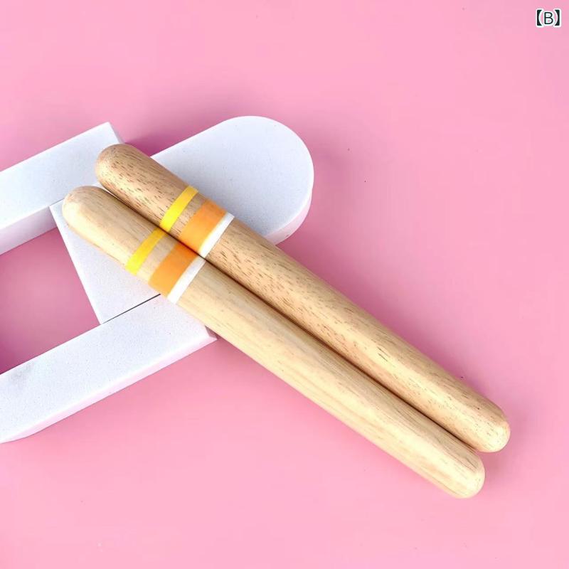セキュアデポの打楽器 子供 キッズ 知育玩具 リズム棒 打棒 丸太 2本セット 音楽 教育 楽器 おもちゃ 練習 木製品 木製｜アングル2