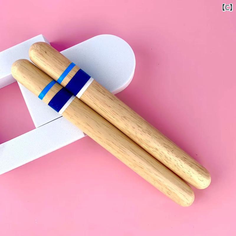 セキュアデポの打楽器 子供 キッズ 知育玩具 リズム棒 打棒 丸太 2本セット 音楽 教育 楽器 おもちゃ 練習 木製品 木製｜アングル3