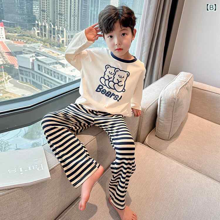 Pijama Niños Niños Cotón Longas mangas Vestidos para Niños Primavera Otoño Personajes Vestidos para Niños Topos Pantalones Configuración Casual Dulce — vista 2